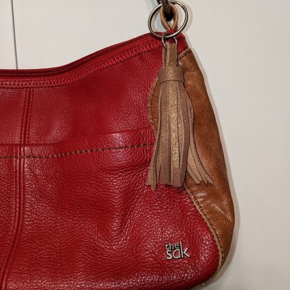 The Sak Y2K Red and Tan Leather Shoulder Bag - Picture 3 of 9